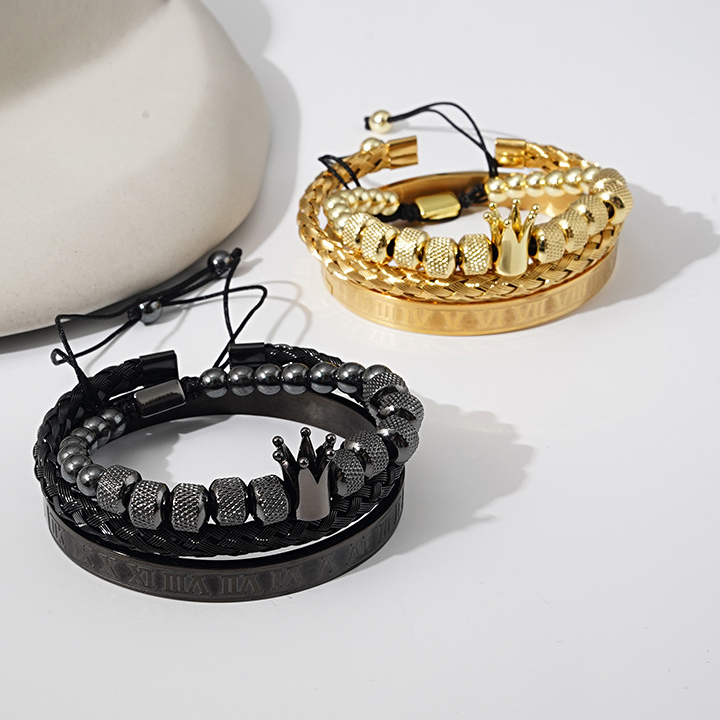 Luxury Roman Royal Charm Crown Bracelet Set