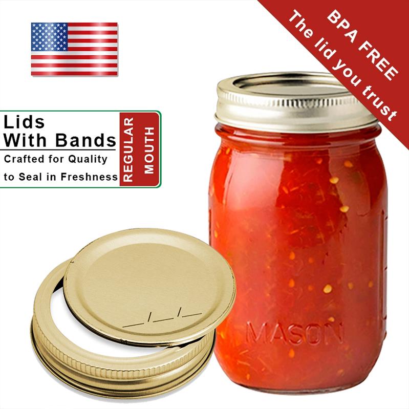(GOLDEN) - Canning Lids Mason Jar Lids and Bands | 12-Pieces per Pack - Fast Delivery Worldwide