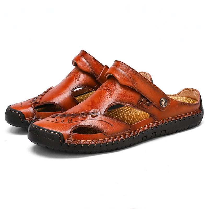 Sursell Men's Casual Breathable Handmade Leather Sandals