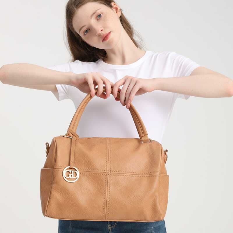 Women Retro Top Handle Satchels Totes Leather Shoulder Bags with Clutch