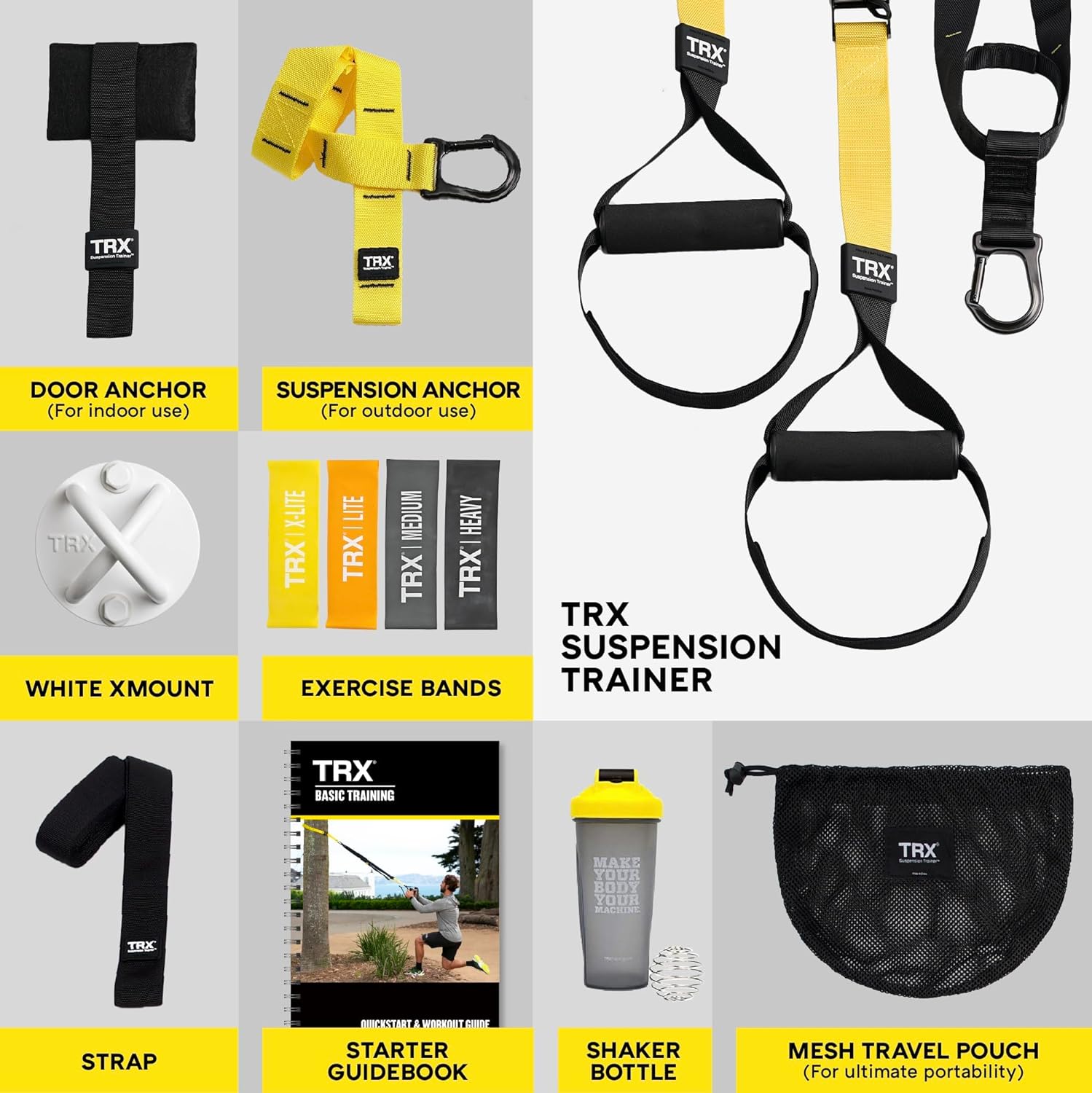 TRX Training All in One Suspension Trainer Exercise Equipment Bundle
