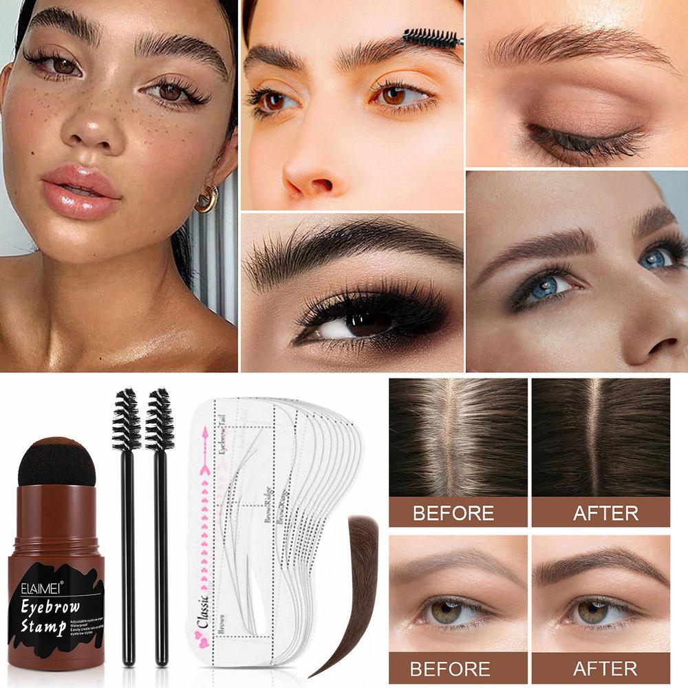 Eyebrow Stamp Reusable Natural Brow Powder Stencil Kit for Makeup