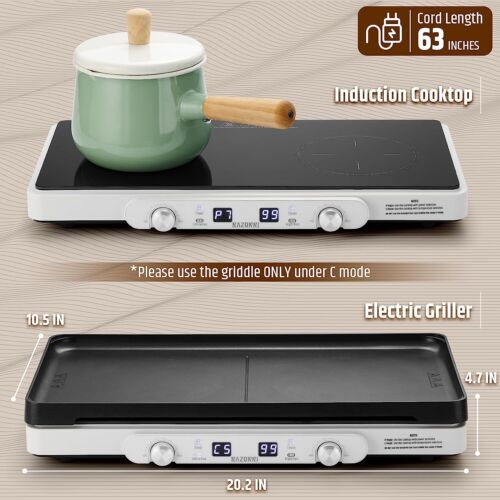 Razorri 2 Burners Electric Induction Cooktop 5.1 in Hot Plate  Non-Stick