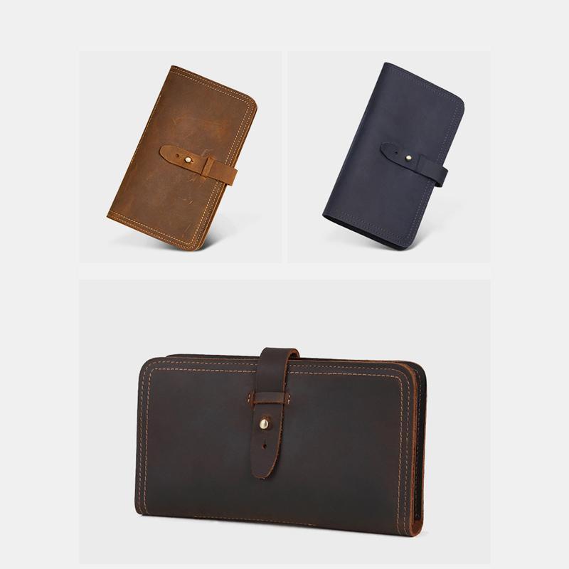 Multifunctional Genuine Leather Retro Wallet Passport Holder