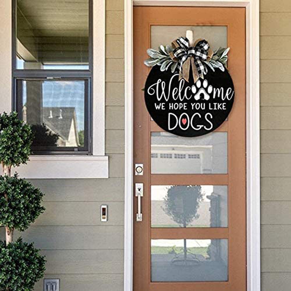 (Last Day Promotion-SAVE 50% OFF) Front Door Welcome wooden Sign - We Hope You Like Dogs - Buy 2 Free Shipping