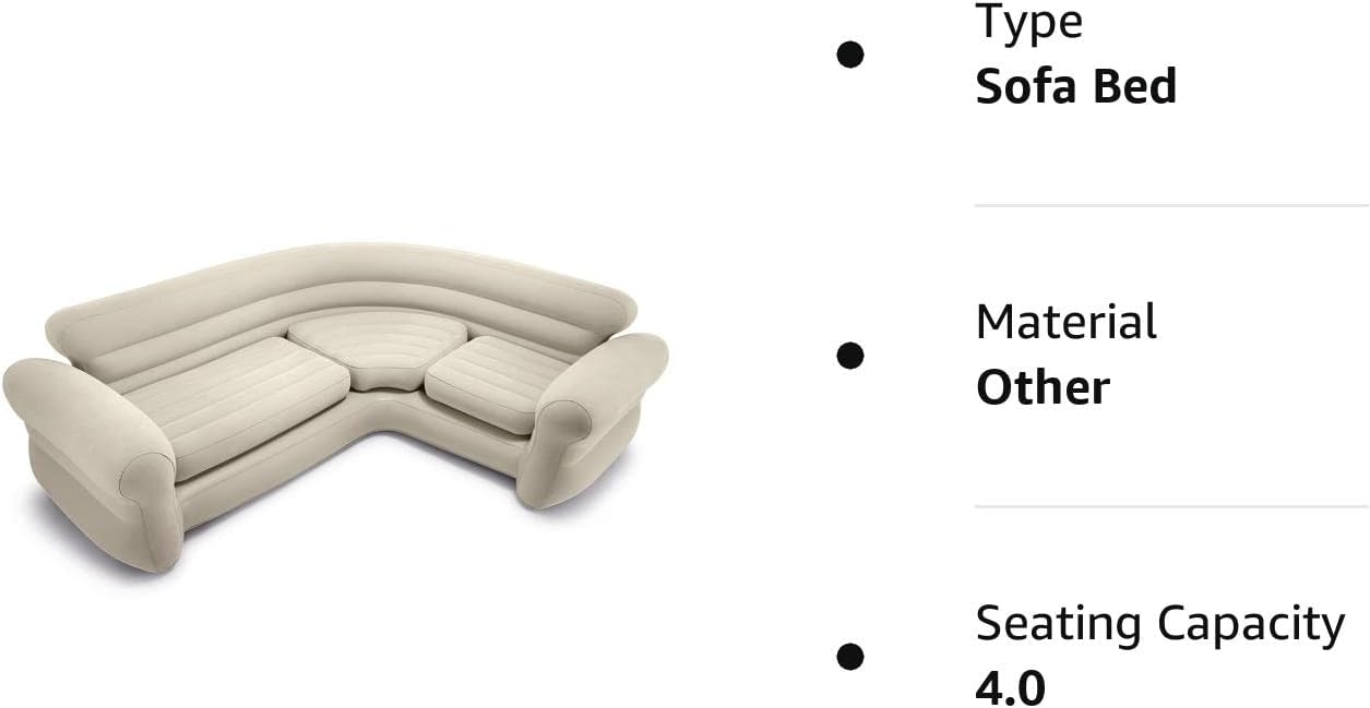 Intex 2 in 1 Inflating and Deflating Valve Corner Living Room Air Mattress Sectional Sofa