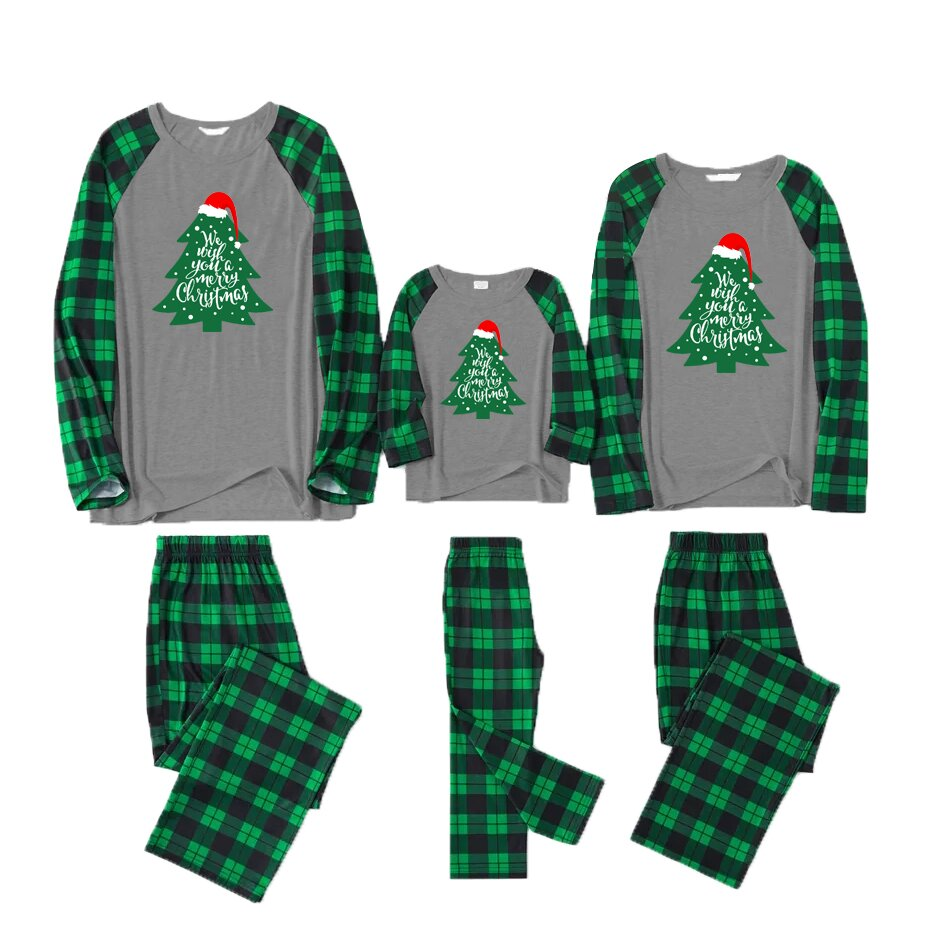 Plaid Christmas Tree Print Family Matching Pajamas Sets