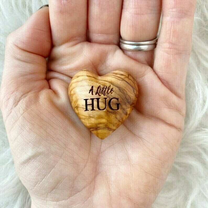 Pocket Hug Wooden Heart Token--Thanksgiving gifts, Christmas gifts