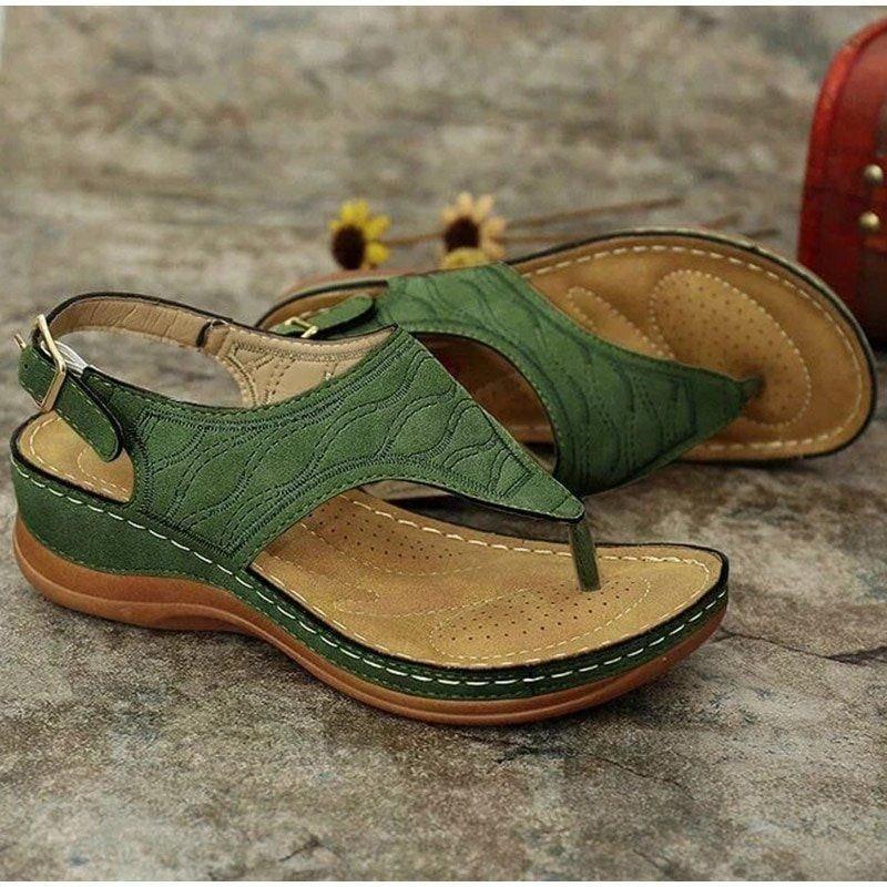 Embroidery Comfy Slipper Wedge Sandals