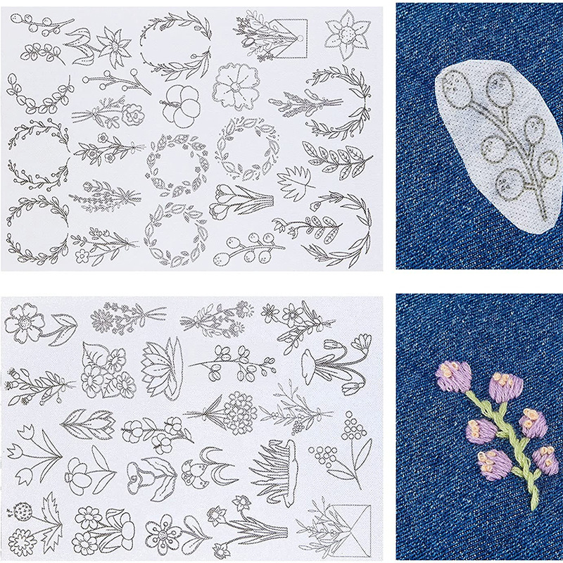 (🔥Hot Sale Promotion-SAVE 50% OFF)Water Soluble Flower Patterns for Embroidery (50 Pcs Flower Patterns/SET)🔥Buy 5 Sets Get 20% OFF