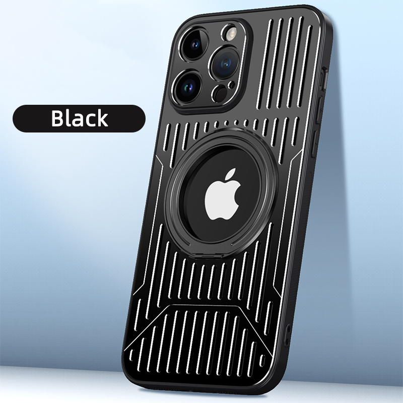 Metal Texture Heat Dissipation Rotating Magnetic Bracket Case Cover for iPhone