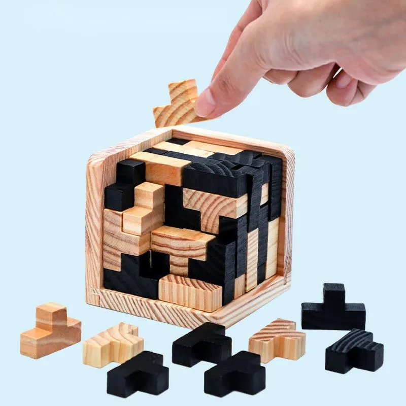 [Hot Sale 💥47% OFF] Cube 3D Wooden Puzzle - 54 Pcs T-Shaped Blocks Builder Creative Educational Toy