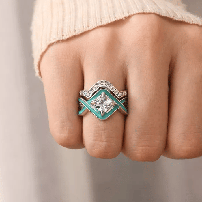 To My Daughter, Highs and Lows Turquoise Ocean Wave Ring