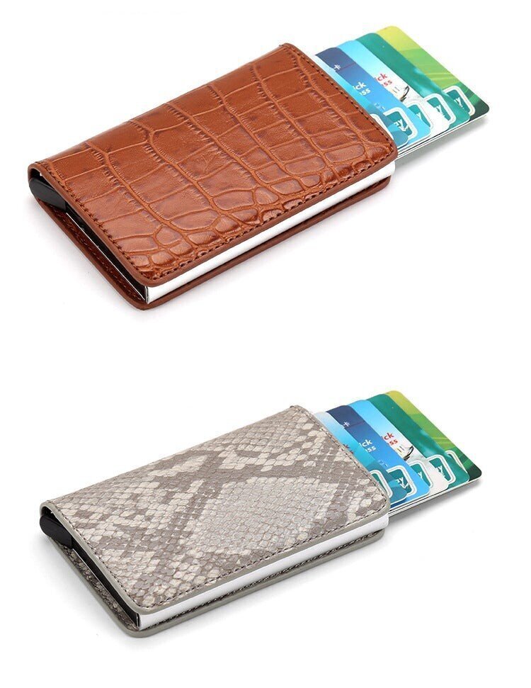 Anti-theft-RFID Auto Pop-up Leather Card Wallet