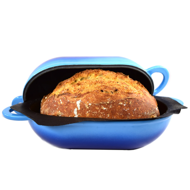 Loaf Nest Incredibly Easy Artisan Bread Kit Cast Iron Dutch Oven and Perforated Non Stick Silicone Liner