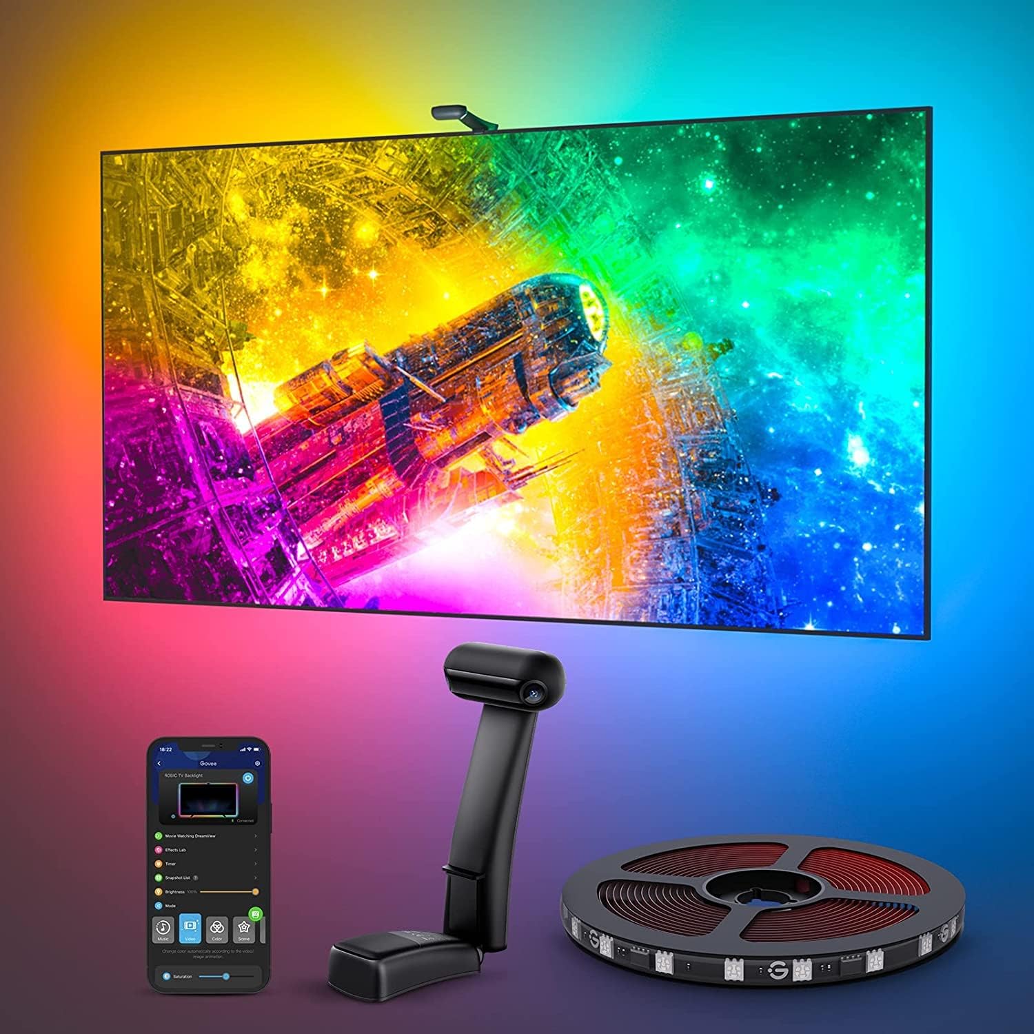 Govee Envisual TV LED Backlight with Dual Cameras 11.8ft RGBIC Wi-Fi LED Strip Lights