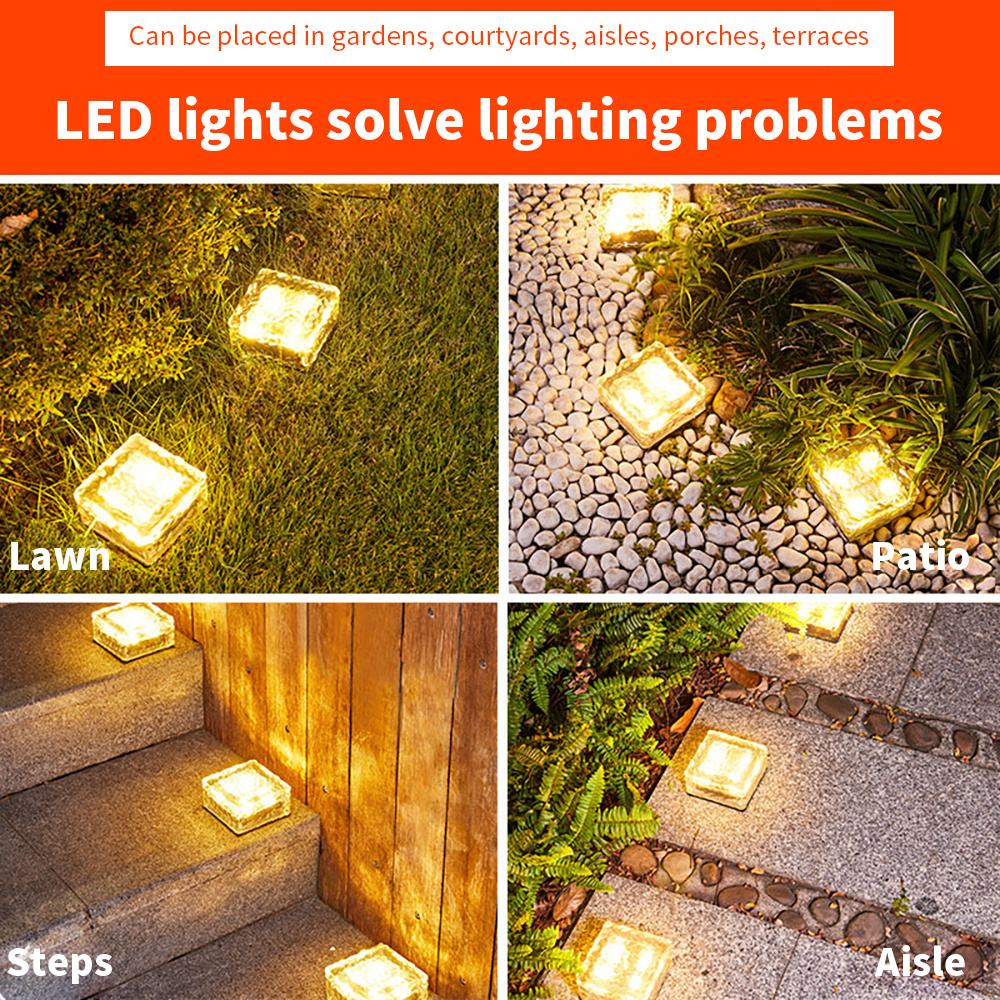 LED Ice Cube Brick Solar Lights Outdoor Decoration Lamp