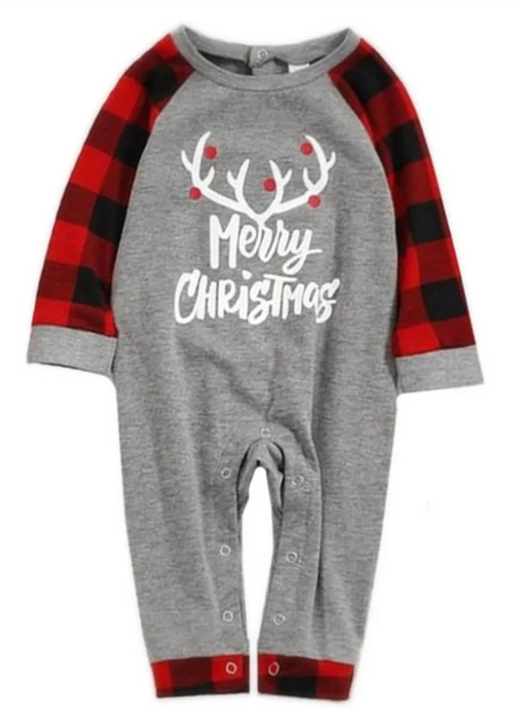 Family Matching Moose Buffalo Plaid Christmas Pajamas Set
