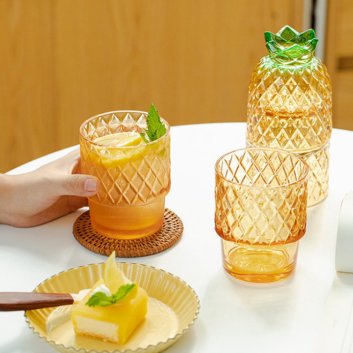 Creative Stackable Pineapple Drinking Cups with Large Capacity Water Carafe