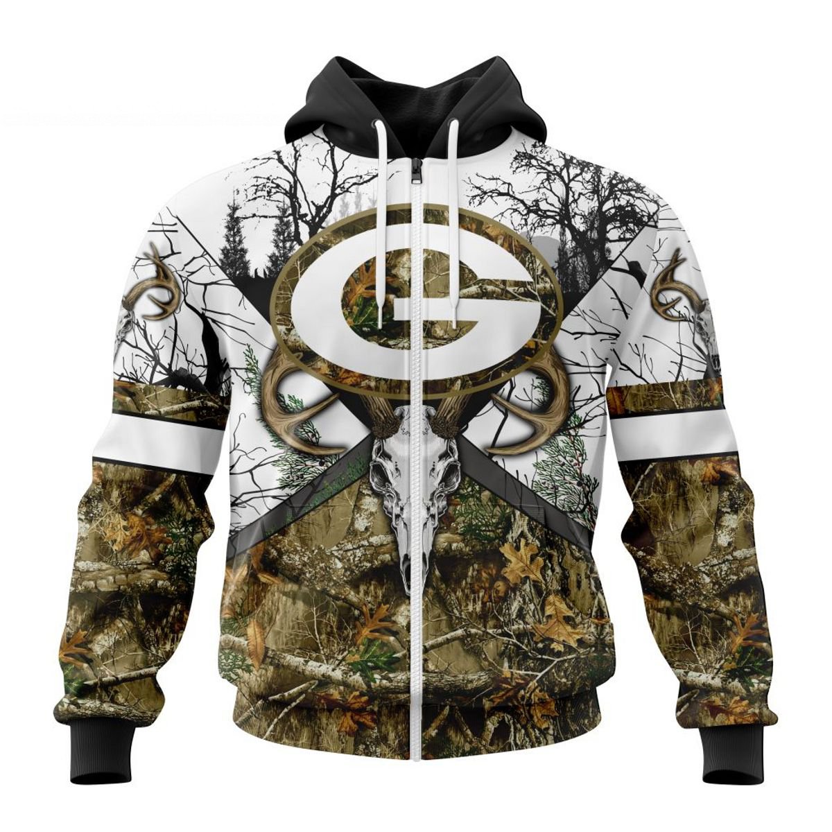 GREEN BAY PACKERS DEER SKULL AND FOREST 3D HOODIE