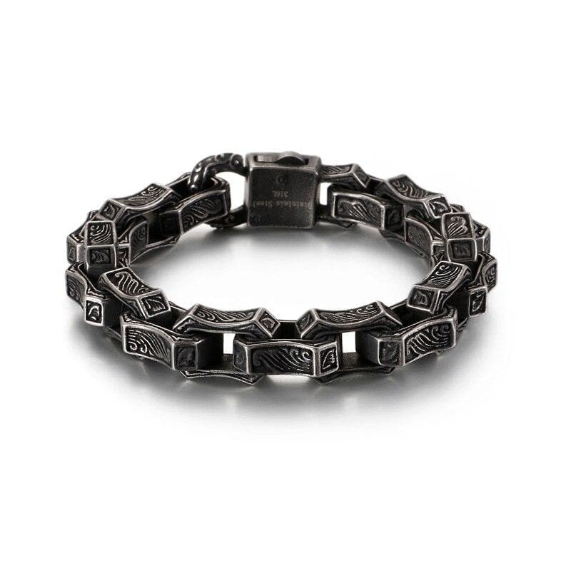 VINTAGE HARD STEEL CHARM -BRACELET