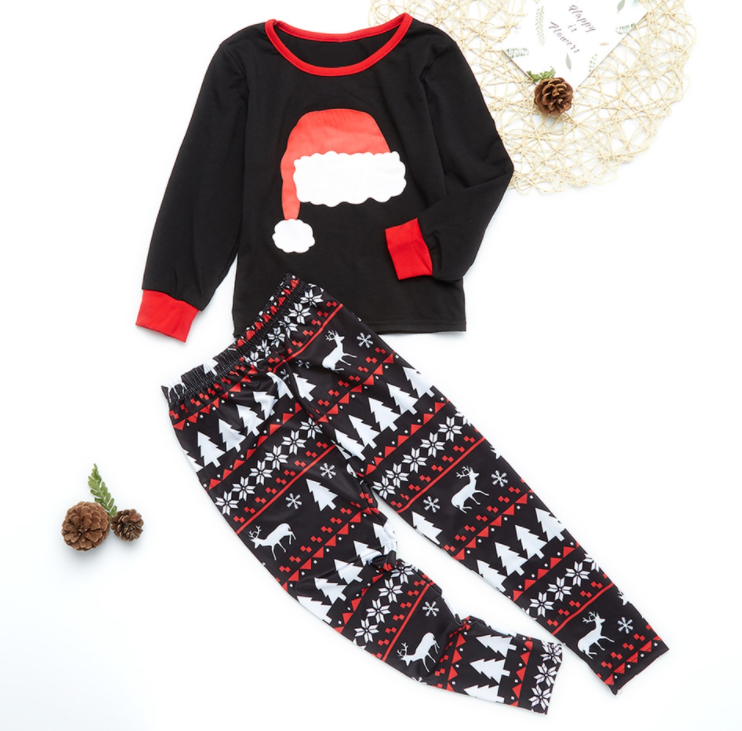 Santa Hat Pattern Family Matching Pajamas Sets