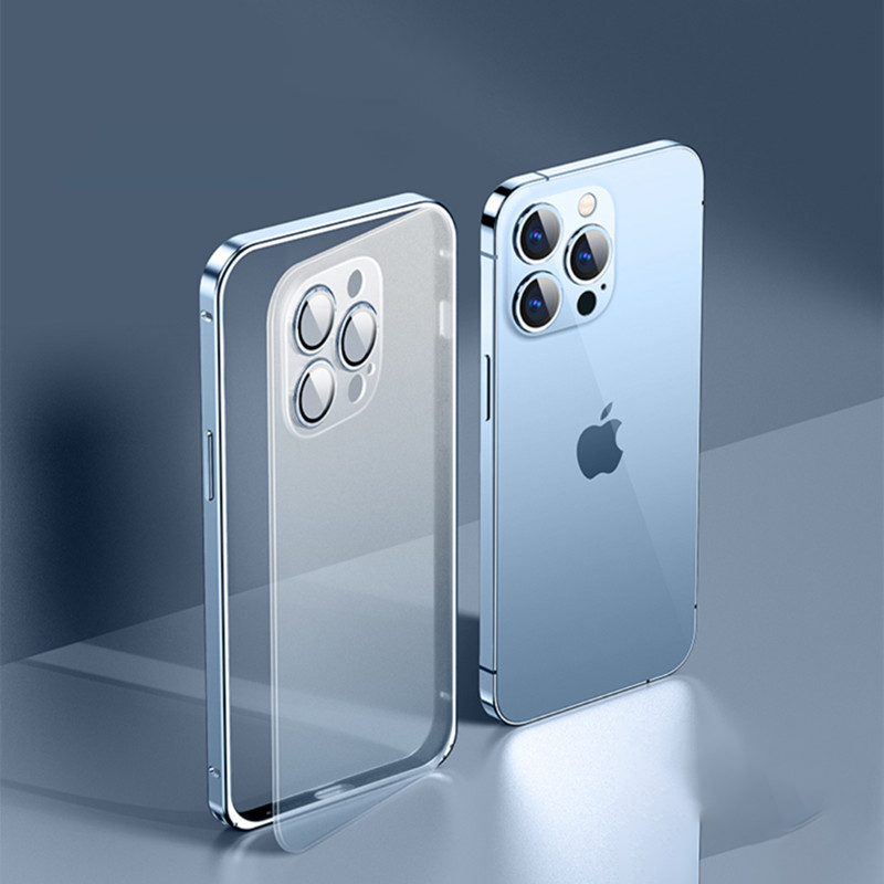Metal Frame Hippocampus Button Lens Film Case Cover For iPhone