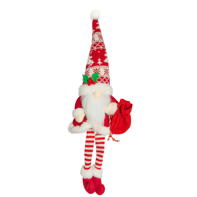 Long-legged Christmas Gnome EIf With Gift Bag