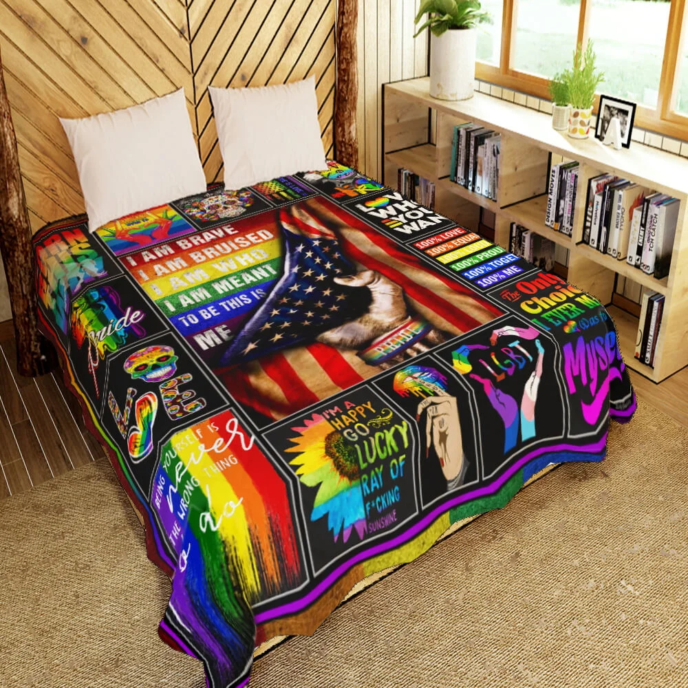 LGBT Pride. I Am Brave Quilt Blanket