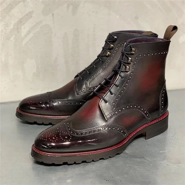 Chicinskates Men's Patina Brush-Off Leather Booties