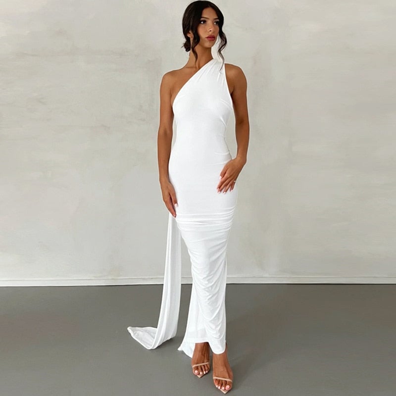 Natalie Oblique Shoulder Maxi Dress
