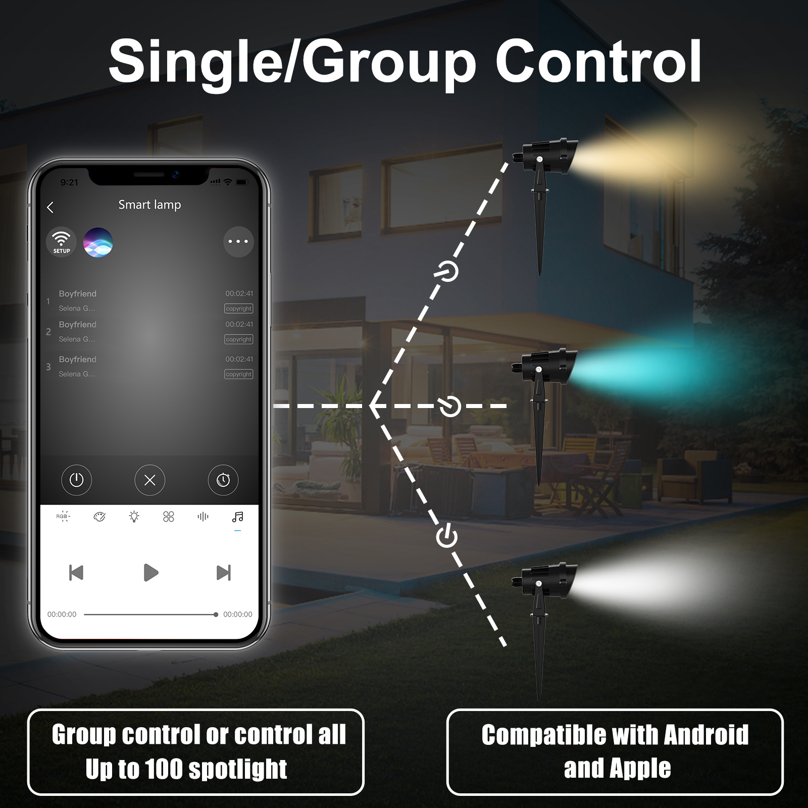 Landscape Light LED,Znfrt Low Voltage IP65 Waterproof Outdoor Landscaping Spot Lights,RGB Color Changing Remote Control Dimmable Outdoor Landscape Lights Suitable for Patio Garden Driveway Porch