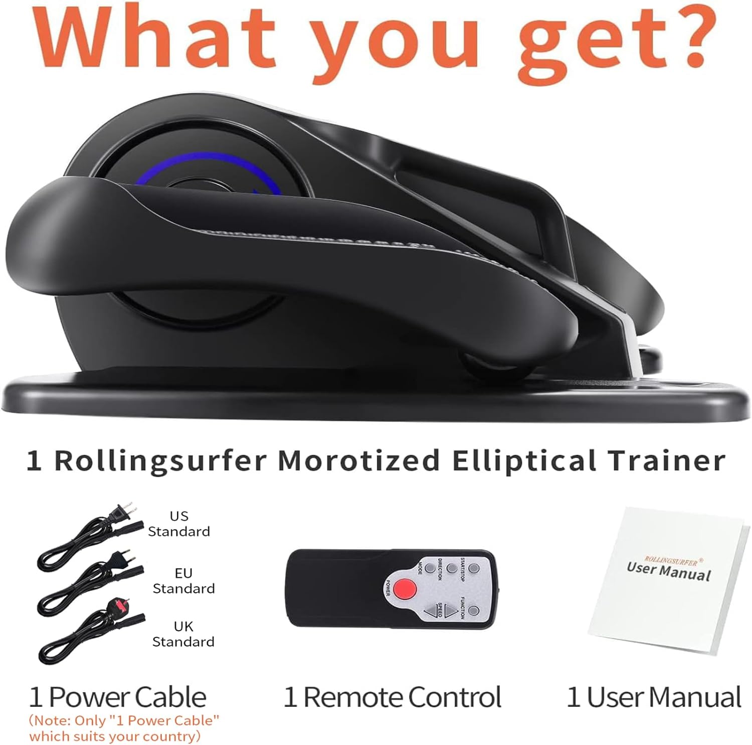 Rollingsurfer Under Desk Elliptical Machine Adjustable Speeds Elliptical Trainer with Remote Control