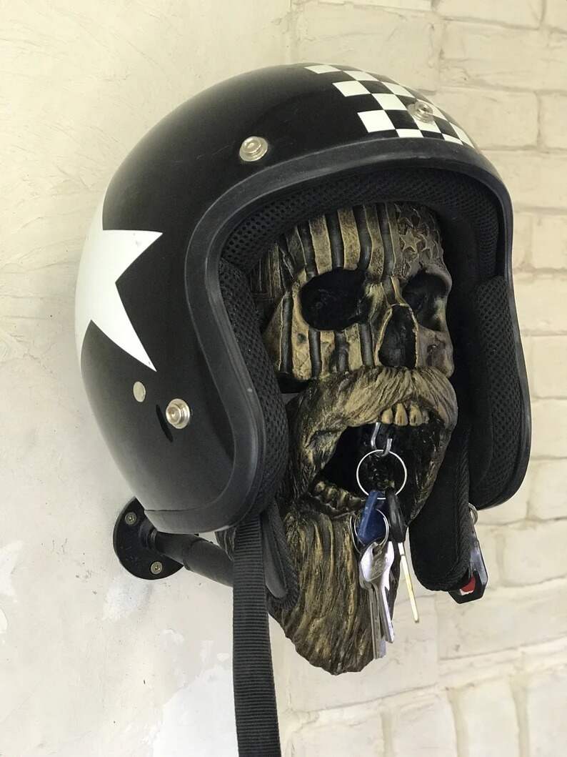 Skull Helmet Holder with Beard(🎁Christmas gift for riders)