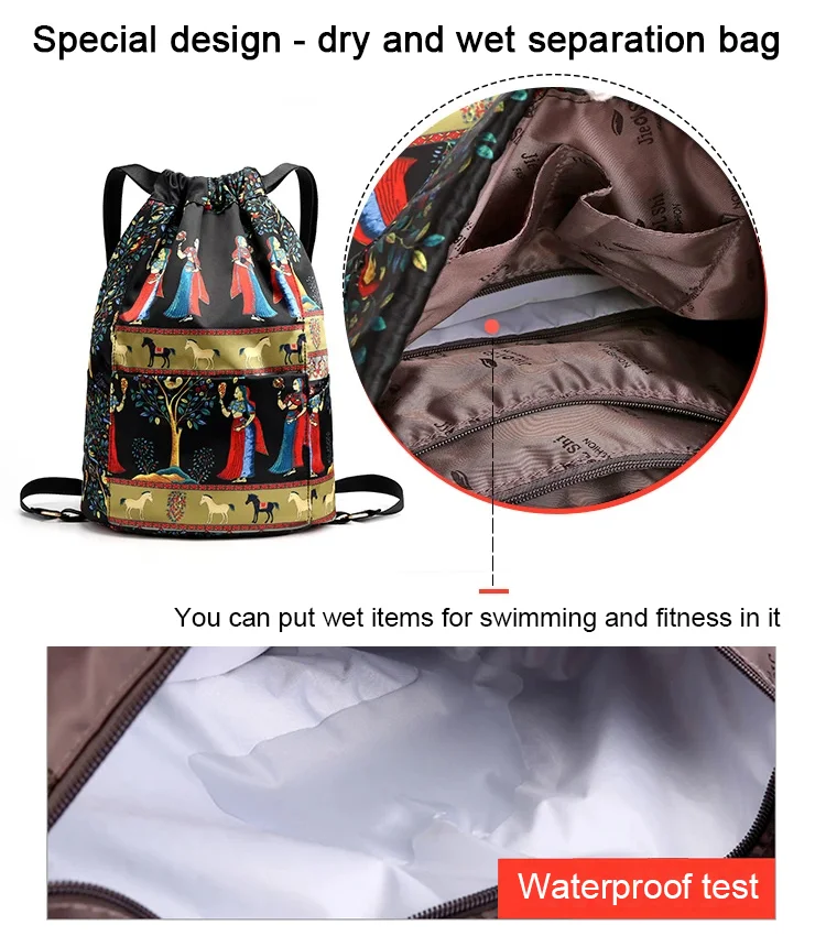 (🔥Early Christmas Sale- SAVE 50% OFF) Drawstring Foldable Large Capacity Dry-wet Separation Travel Sports Backpack--BUY 2 FREE SHIPPING