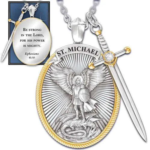 Archangel Saint Michael Sterling Silver Pendant