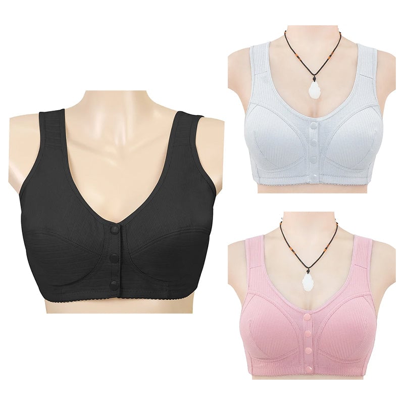 🔥Buy 1 Get 3(3packs)🔥 COMFORTABLE FRONT-CLOSURE WIRELESS PLUS SIZE BUTTON BRA