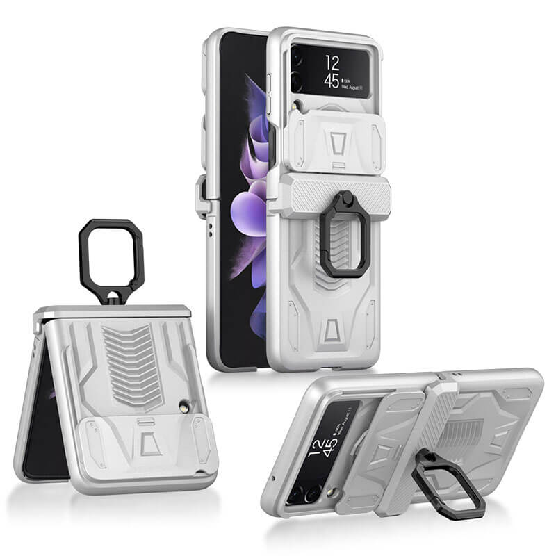 Magnetic Armor Ring Holder With Camera Protection Slide Samsung Galaxy Z Flip3 5G Case
