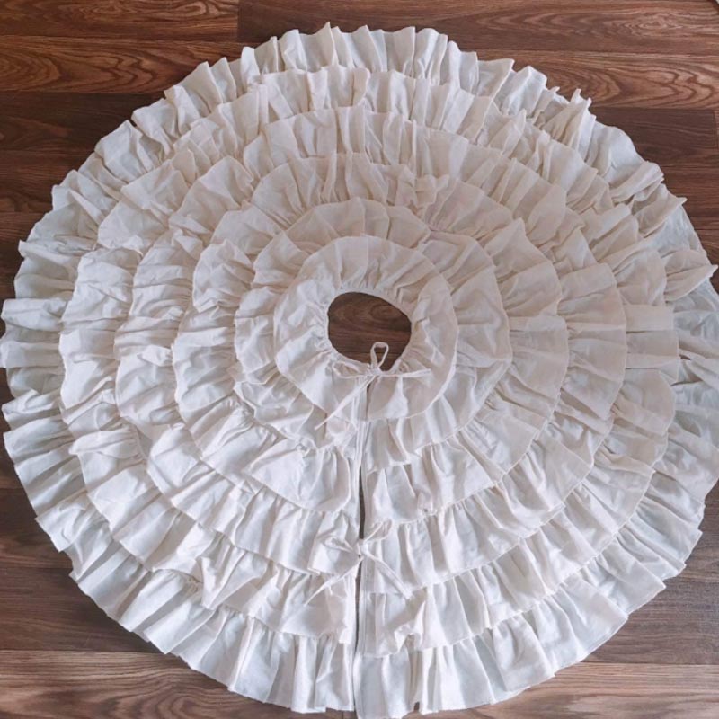 48-inch White Pleated Christmas Tree Skirt