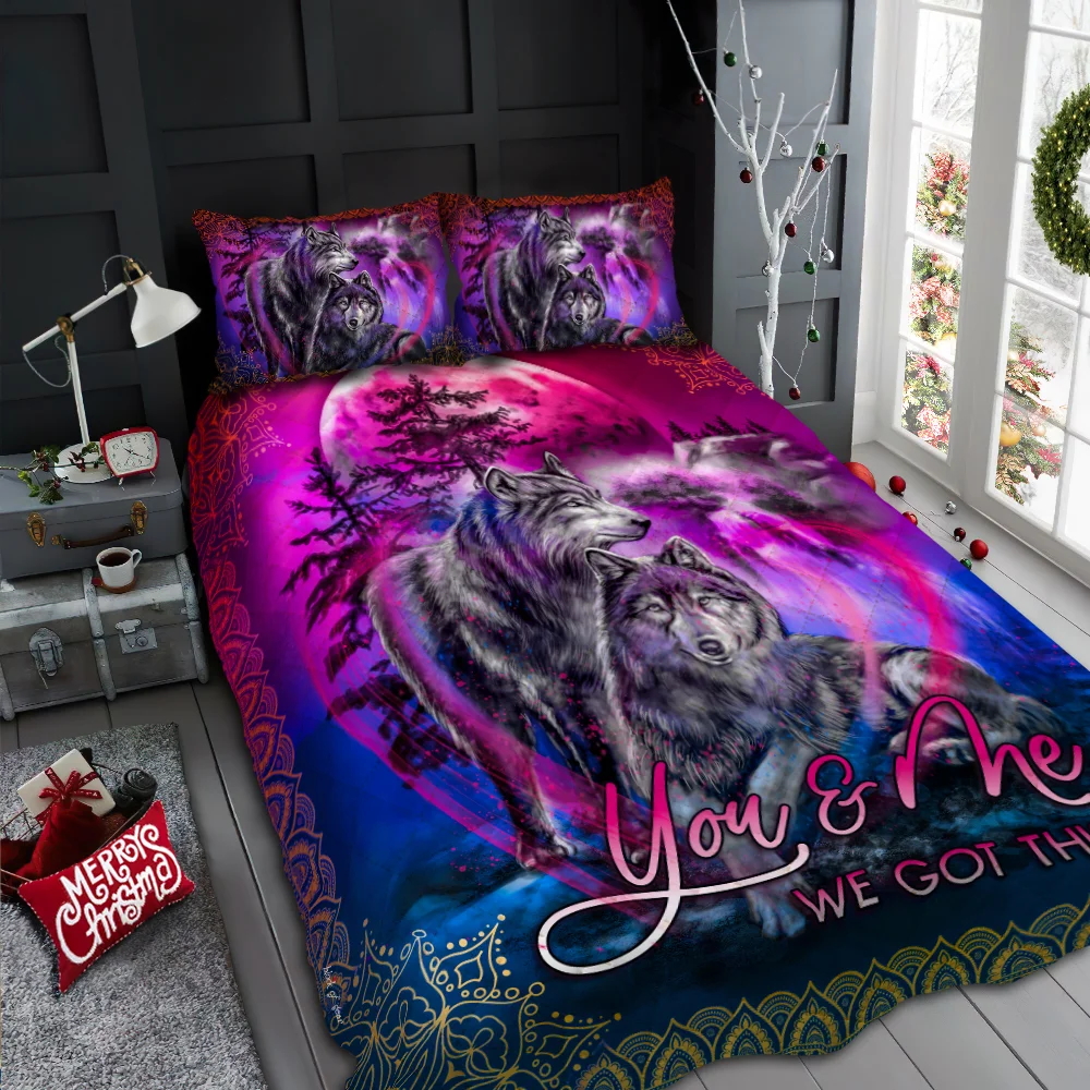 You & Me We Got This Wolf Quilt Bed Set