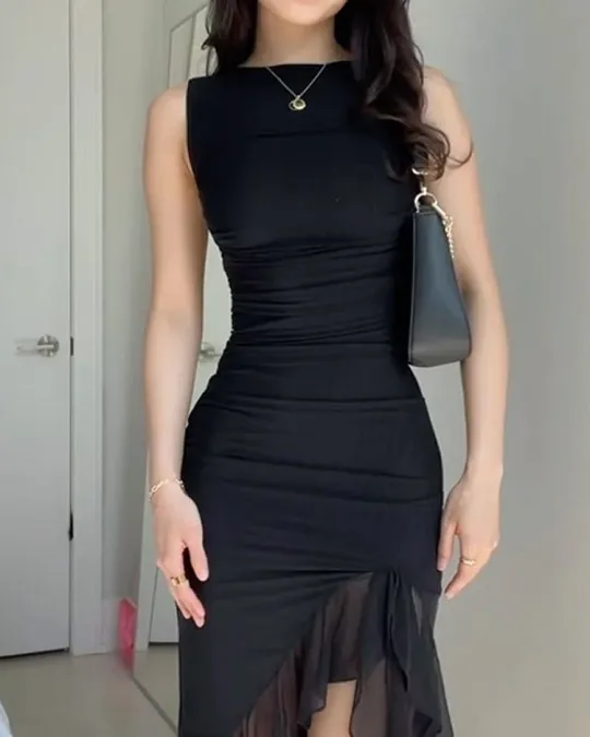 Casual Sleeveless Ruffle Dress