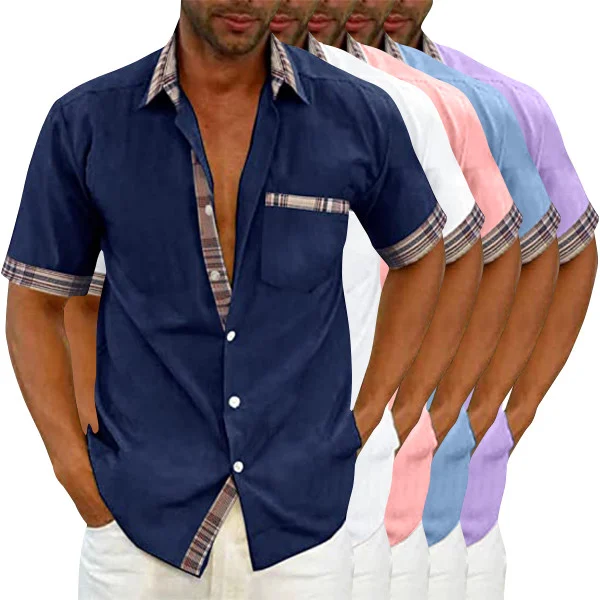 Evalonrealm™ Men's Casual Plaid Collar Button Summer Shirt