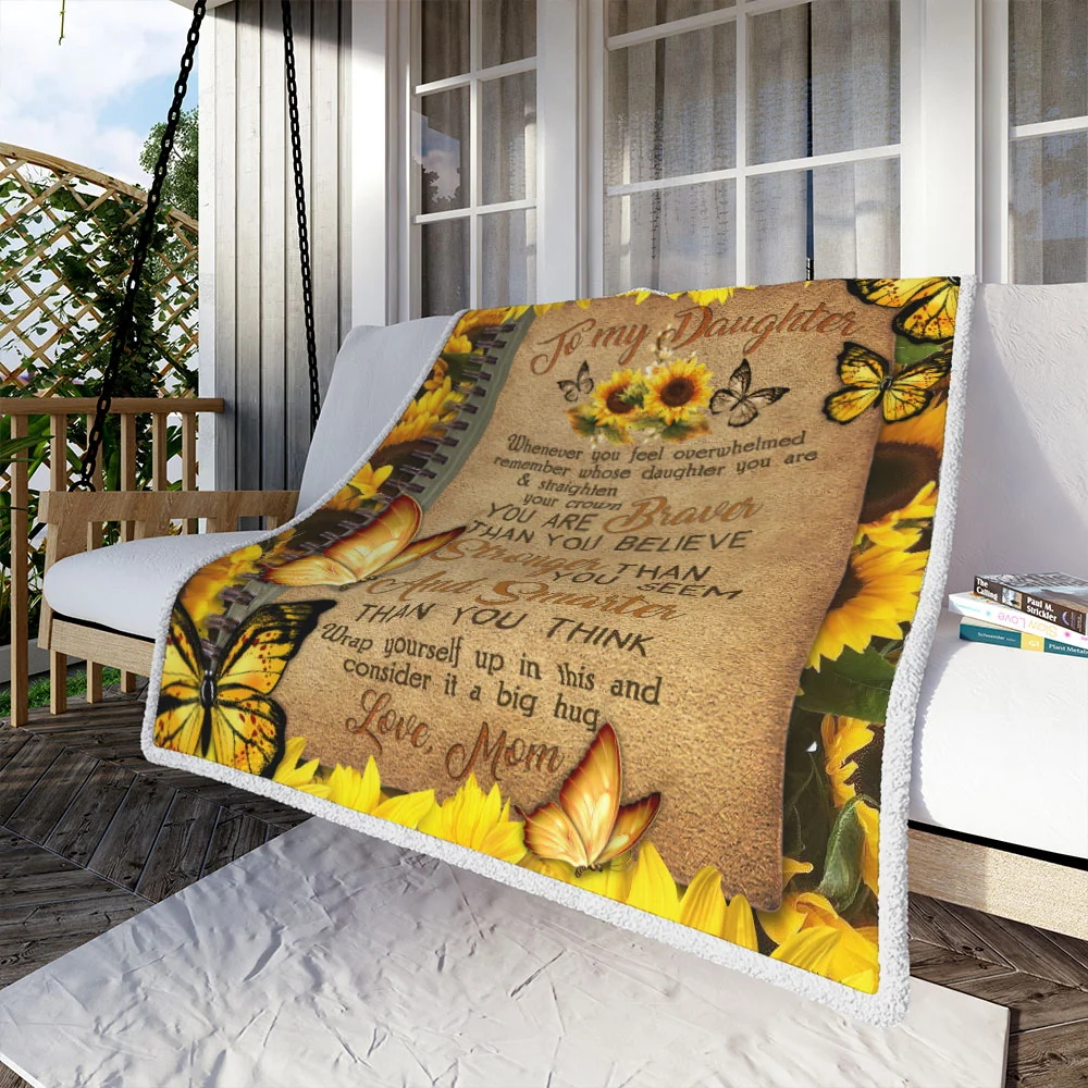 Mom To Daughter You Are Braver Than You Believe Sunflower Sofa Throw Blanket