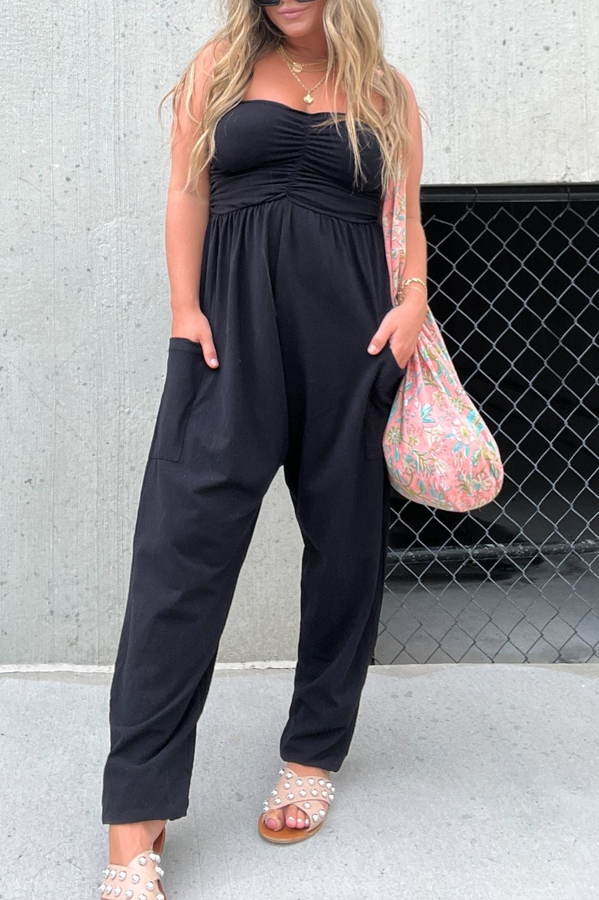 Tube Top Boho Jumpsuit With Pockets (Buy 2 Free Shipping)