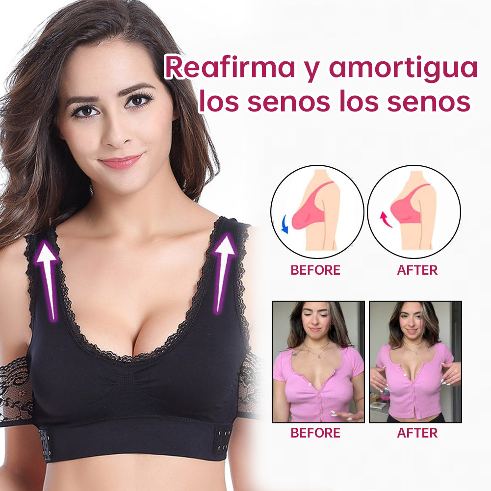 💙TLOPA Tourmaline Shaping Wireless Silky Bra, Comfort Breathable Fabric, Front Cross Side Buckle Lace