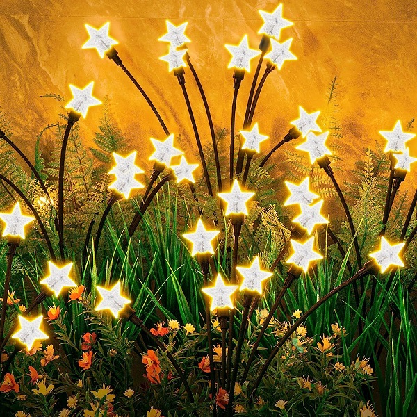 Star Solar Firefly Lights For Pathway Yard Walkway Patio Decoration (Warm Light)