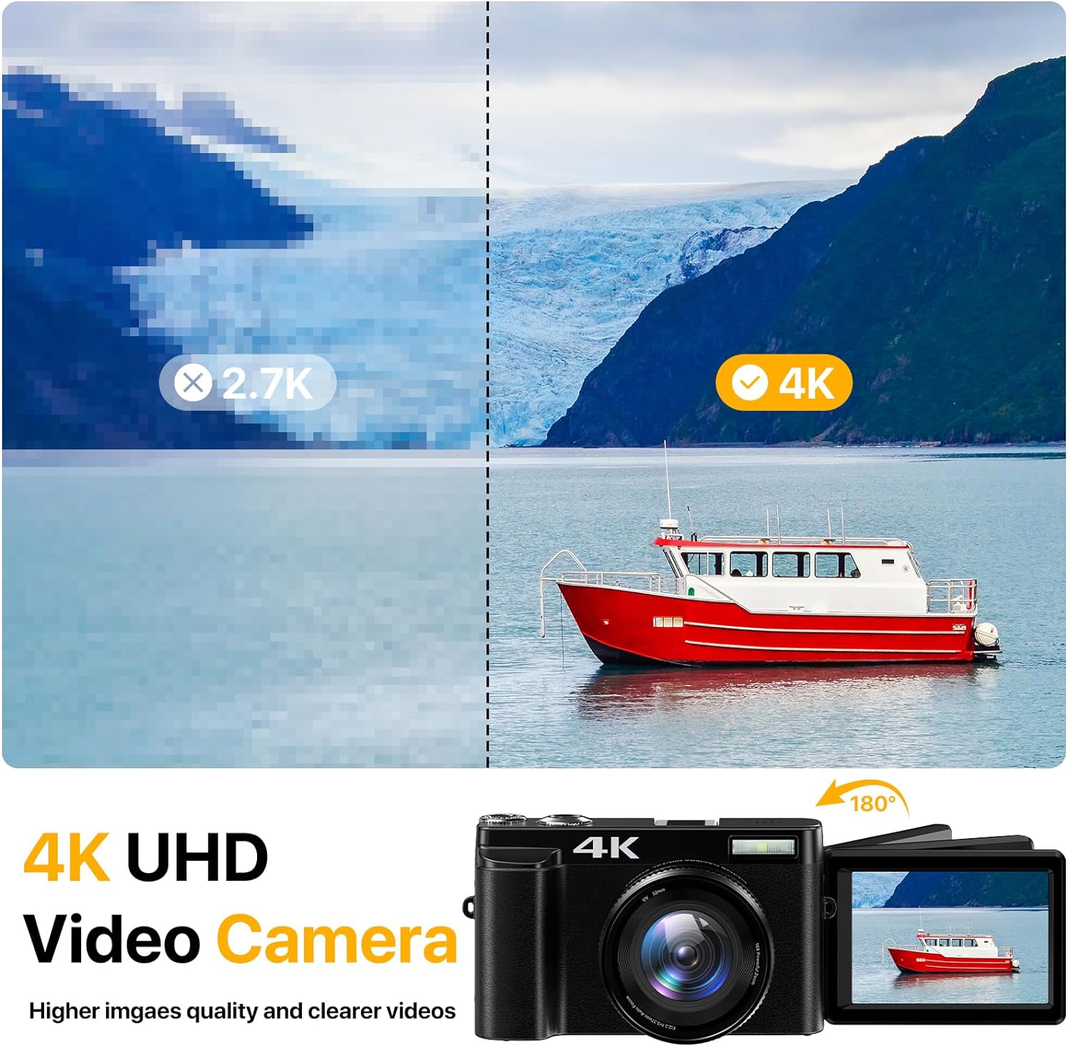 Brewene 4K Digital Camera for Photography Auto-Focus