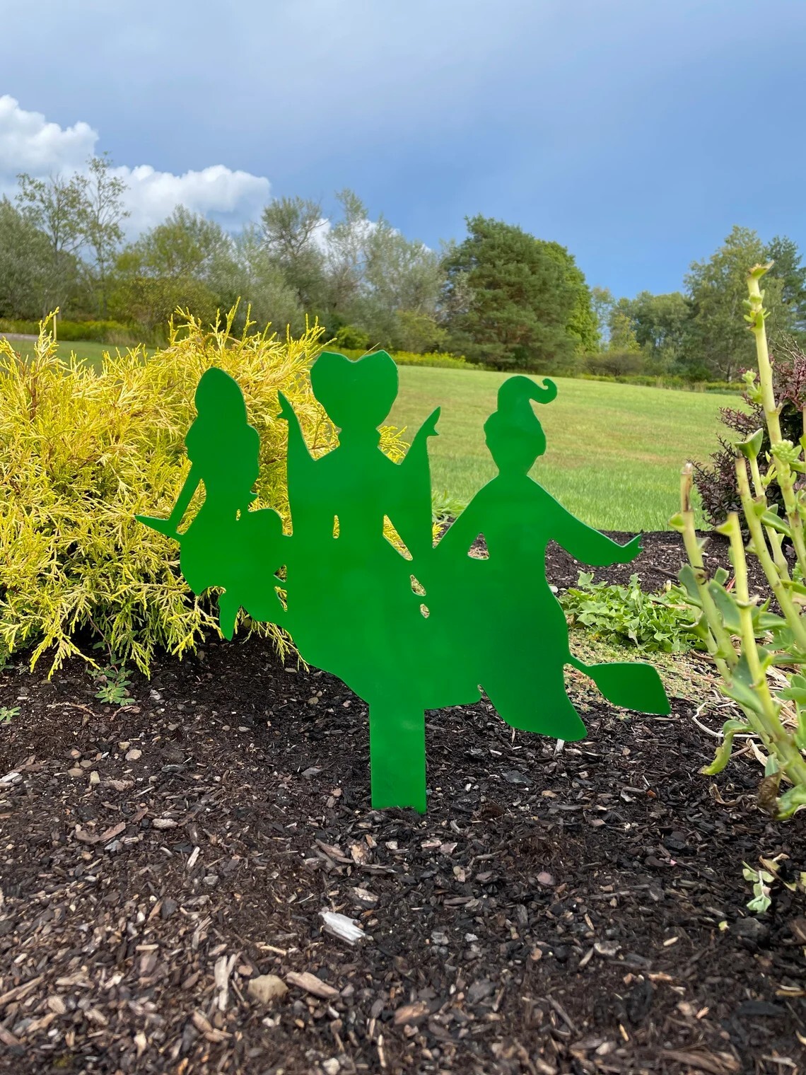Metal Witch Sisters Stake, Metal Halloween Yard Decor, Metal 3 Sisters Yard Stake, Fall Yard Art