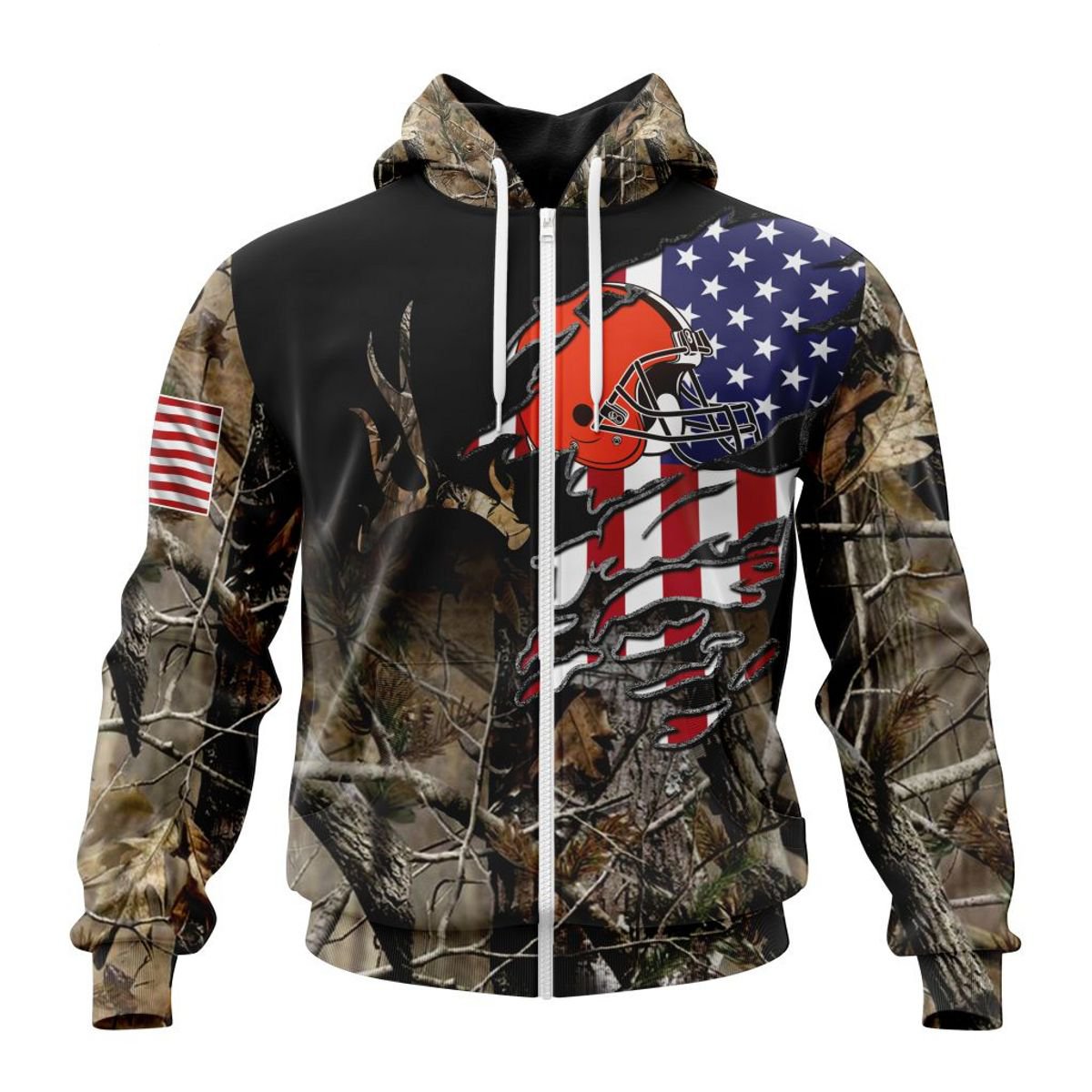 CLEVELAND BROWNS 3D HOODIE CAMO REALTREE HUNTING