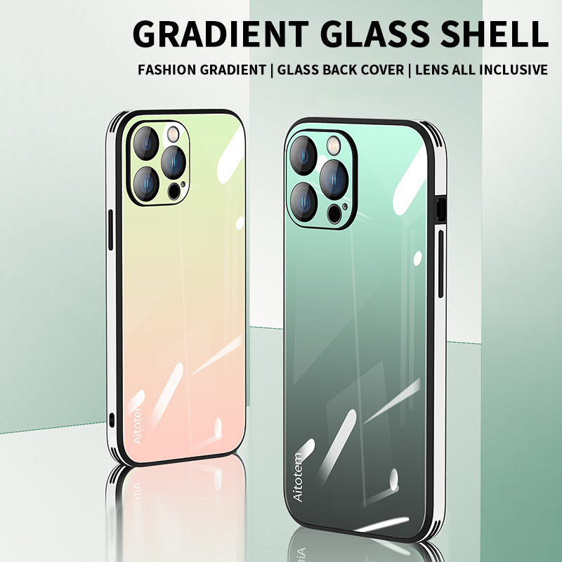 Gradient Tempered Glass Case Cover For iPhone